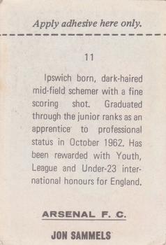 1968-69 FKS Publishers Wonderful World of Soccer Stars #11 Jon Sammels Back