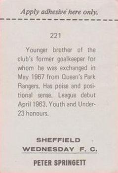 1968-69 FKS Publishers Wonderful World of Soccer Stars #221 Peter Springett Back