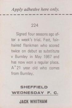 1968-69 FKS Publishers Wonderful World of Soccer Stars #224 Jack Whitham Back