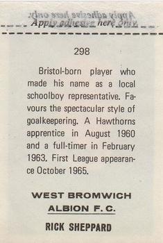 1968-69 FKS Publishers Wonderful World of Soccer Stars #298 Richard Sheppard Back
