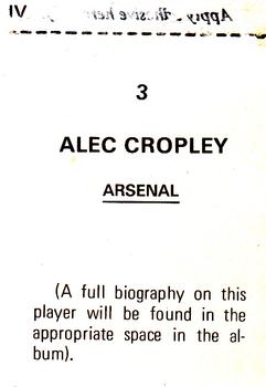 1975-76 FKS Soccer Stars #3 Alex Cropley Back