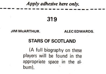 1975-76 FKS Soccer Stars #319 Alex Edwards / Jim McArthur Back