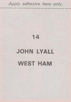 1976-77 FKS Soccer Stars #14 John Lyall Back