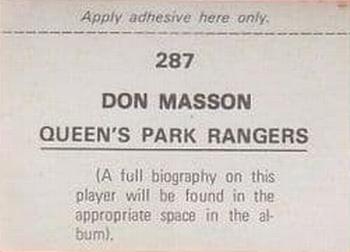 1976-77 FKS Soccer Stars #287 Don Masson Back