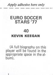 1977 FKS Euro Soccer Stars '77 #40 Kevin Keegan Back