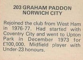 1979-80 FKS Publishers Soccer Stars 80 #203 Graham Paddon Back