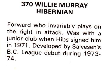 1979-80 FKS Publishers Soccer Stars 80 #370 Willie Murray Back