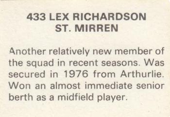 1979-80 FKS Publishers Soccer Stars 80 #433 Lex Richardson Back