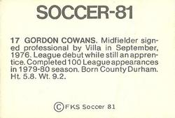 1980-81 FKS Publishers Soccer-81 #17 Gordon Cowans Back