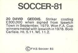 1980-81 FKS Publishers Soccer-81 #20 David Geddis Back