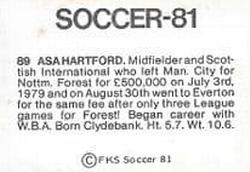 1980-81 FKS Publishers Soccer-81 #89 Asa Hartford Back