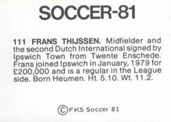1980-81 FKS Publishers Soccer-81 #111 Frans Thijssen Back