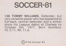 1980-81 FKS Publishers Soccer-81 #138 Tommy Williams Back