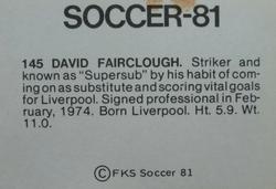 1980-81 FKS Publishers Soccer-81 #145 David Fairclough Back