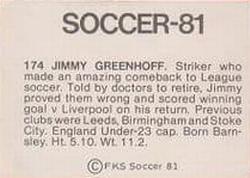 1980-81 FKS Publishers Soccer-81 #174 Jimmy Greenhoff Back
