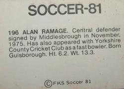 1980-81 FKS Publishers Soccer-81 #196 Alan Ramage Back