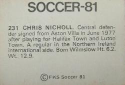 1980-81 FKS Publishers Soccer-81 #231 Chris Nicholl Back