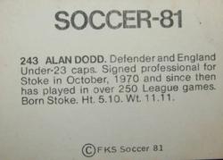 1980-81 FKS Publishers Soccer-81 #243 Alan Dodd Back