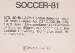 1980-81 FKS Publishers Soccer-81 #273 John Lacy Back