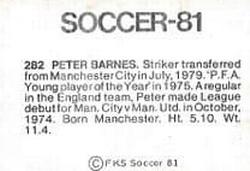 1980-81 FKS Publishers Soccer-81 #282 Peter Barnes Back