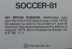 1980-81 FKS Publishers Soccer-81 #291 Bryan Robson Back