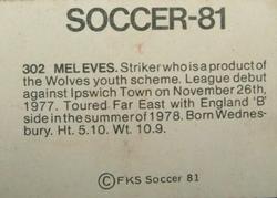 1980-81 FKS Publishers Soccer-81 #302 Mel Eves Back
