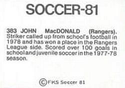 1980-81 FKS Publishers Soccer-81 #383 John MacDonald Back