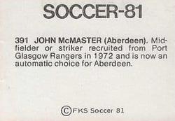 1980-81 FKS Publishers Soccer-81 #391 John McMaster Back