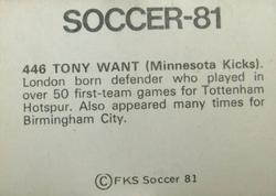 1980-81 FKS Publishers Soccer-81 #446 Tony Want Back