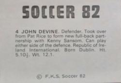 1981-82 FKS Publishers Soccer 82 #4 John Devine Back