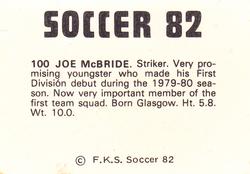 1981-82 FKS Publishers Soccer 82 #100 Joe McBride Back