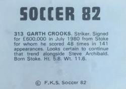 1981-82 FKS Publishers Soccer 82 #313 Garth Crooks Back