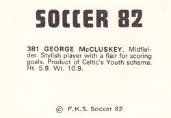 1981-82 FKS Publishers Soccer 82 #381 George McCluskey Back