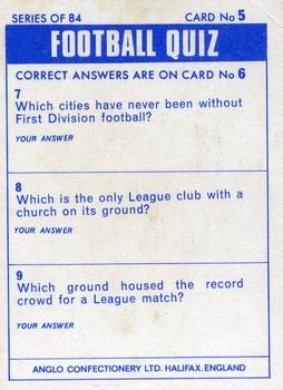 1969-70 Anglo Confectionery Football Quiz #5 Ron Davies Back