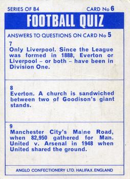 1969-70 Anglo Confectionery Football Quiz #6 Mike O'Grady Back