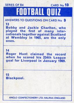 1969-70 Anglo Confectionery Football Quiz #10 Peter Kearns Back