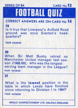 1969-70 Anglo Confectionery Football Quiz #13 Alex Dawson Back