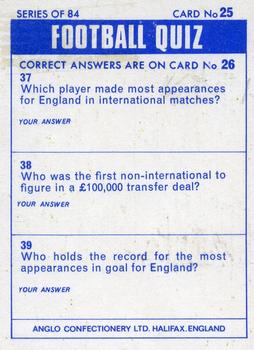 1969-70 Anglo Confectionery Football Quiz #25 Jim Cumbes Back