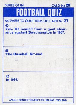 1969-70 Anglo Confectionery Football Quiz #28 Mike Evans Back