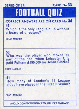 1969-70 Anglo Confectionery Football Quiz #33 Richard Edwards Back