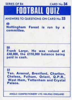 1969-70 Anglo Confectionery Football Quiz #34 Richard Norman Back