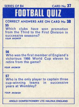 1969-70 Anglo Confectionery Football Quiz #37 Chris Garland Back