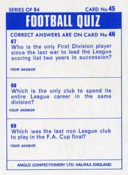 1969-70 Anglo Confectionery Football Quiz #45 Johnny Byrne Back