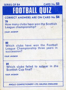 1969-70 Anglo Confectionery Football Quiz #53 Vic Mobley Back