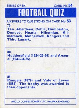 1969-70 Anglo Confectionery Football Quiz #54 John Greig Back