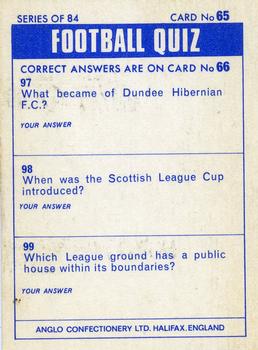1969-70 Anglo Confectionery Football Quiz #65 Martin Harvey Back