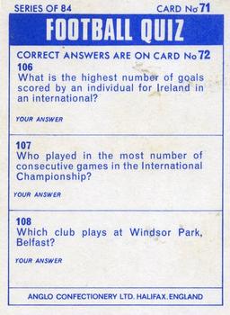 1969-70 Anglo Confectionery Football Quiz #71 Derek Dougan Back
