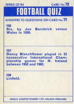 1969-70 Anglo Confectionery Football Quiz #72 Alex Stepney Back