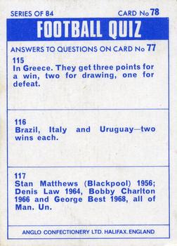 1969-70 Anglo Confectionery Football Quiz #78 George Graham Back