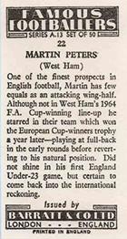 1965-66 Barratt & Co. Famous Footballers (A13) #22 Martin Peters Back